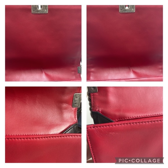 Chanel Lambskin Quilted Large Boy Bag flap, Black with Red piping - Picture 11 of 15